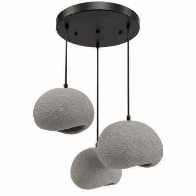 Beton 3’lü Sarkıt — Siyah tepsi / gri beton