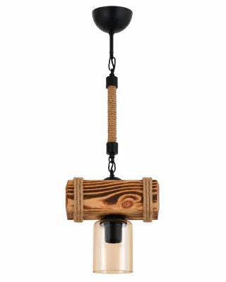 Kütük Tekli Ahşap Avize
